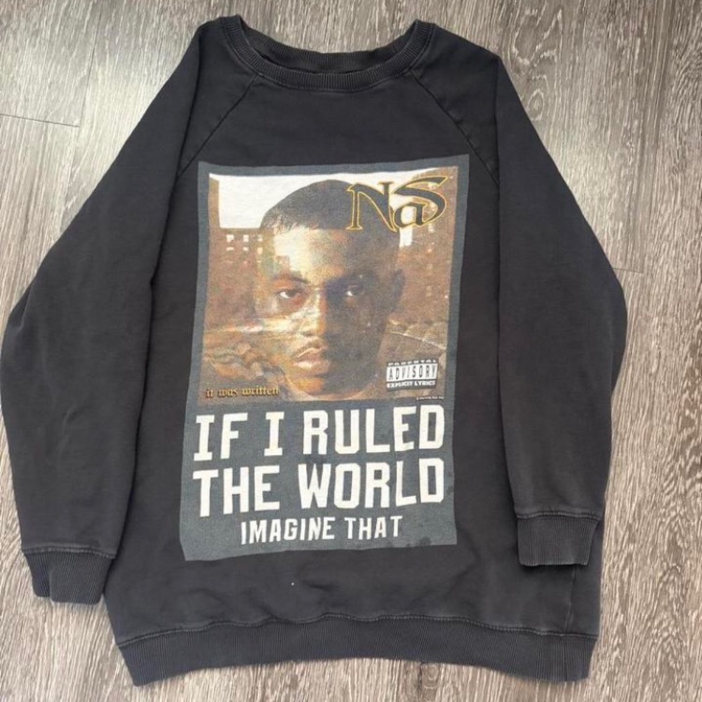 Divided Black Crewneck Sweatshirt with Graphic Front